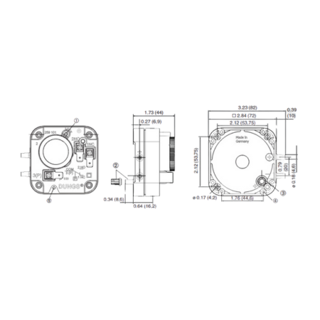 Dungs 277328 (216-752A) Air Pressure Switch AA-A1-0-3 0.4 to 4" W.C. 1.5 psi Dimensions