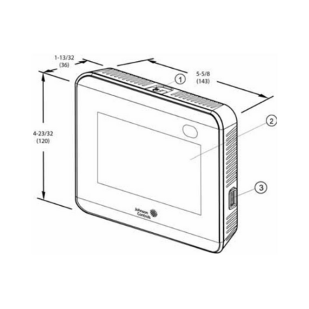 Johnson Controls TEC3623-14-000 Field Selectable BACnet&reg; MS/TP or N2 Networked Thermostat Controller Dimensions
