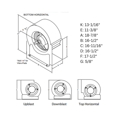 Lau 38251304M Direct Drive Blower Assembly 1/2" Bore