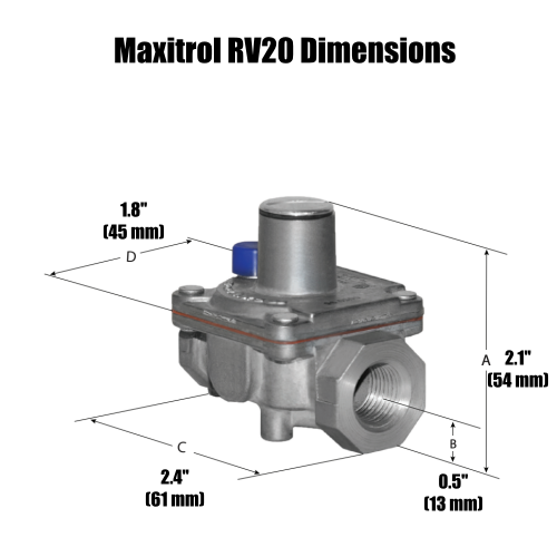 Maxitrol RV20VLRubber Seat Poppet Design Regulator Dimensions