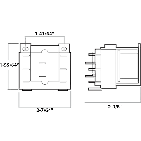 Resideo R8222U1006/B OEM General Purpose Relay Dimensions