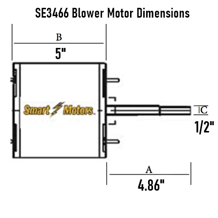 Smart Electric SE3466 Multi Horse Power Direct Drive Fan Blower Motor Dimensions
