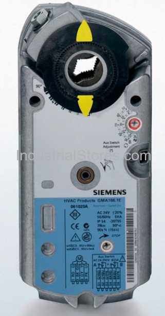 Siemens Building Technology GMA161.1P OpenAir Electronic Damper Actuator Spring Return 62 lb-in Torque Rotary 24V Modulating Control Plenum Cable