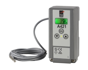 Johnson Controls A421GBF-02 Electronic Temperature Control 24V Front Panel LCD -40F to 212F Range with Temperature Sensor 6.6ft Cable