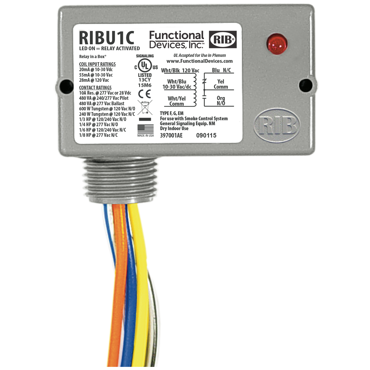 Functional Devices (RIB) RIBU1C Enclosed Pilot Relay