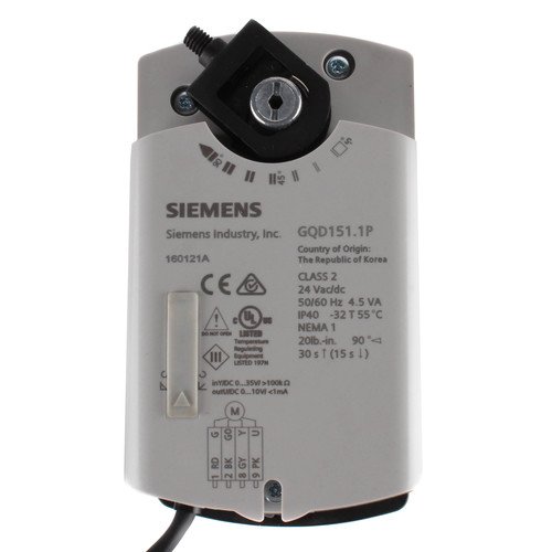 Siemens Building Technology GQD151.1P OpenAir Rotary Damper Actuator 24V Spring Return 20psi Modulating Control Signal