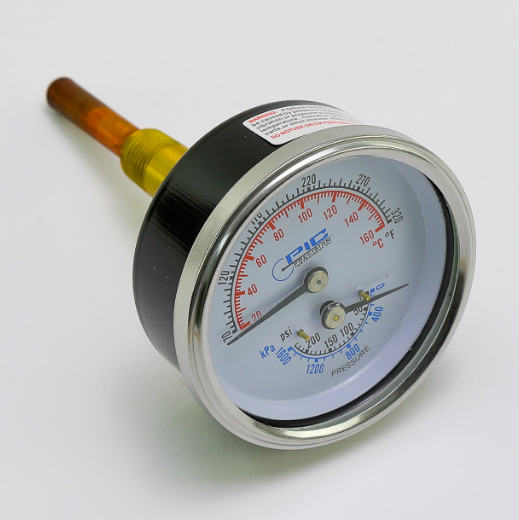 Teledyne Laars RA0079000 Temperature & Pressure Gauge 70-250F 0-225 PSI