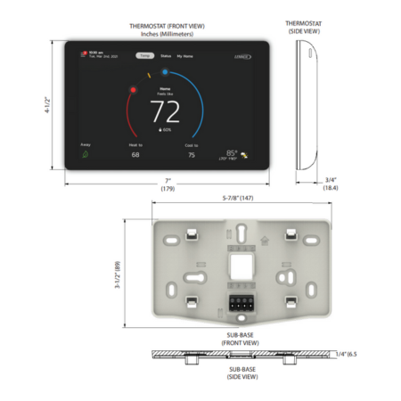 Lennox 22V24 (S40) Smart Thermostat Programmable with Touchscreen Wi-Fi 3 Heat/2 Cool