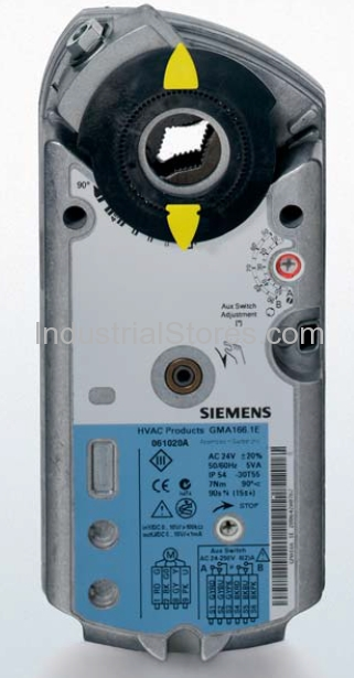 Siemens Building Technology GMA161.1P OpenAir Electronic Damper Actuator Spring Return 62 lb-in Torque Rotary 24V Modulating Control Plenum Cable