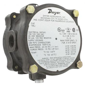 Dwyer 1950G-00-B-24-NA Explosion-Proof Differential Pressure Switch 0.07" to 0.15" W.C. 24VDC Non-Atex
