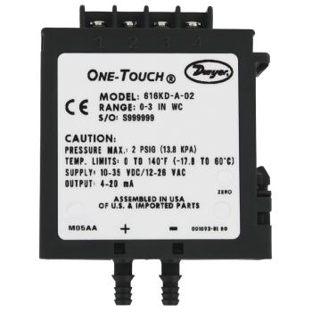 Dwyer 616KD-04-V Differential Pressure Transmitter 2% Accuracy 0-10" W.C. 0-5/0-10V