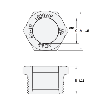 Henry Technologies SG-1208 Sight Glass Dimensions Illustration